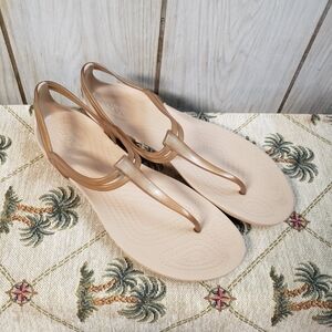 Crocs Comfort Isabella Woman’s Size 10 T-Strap Thong Rubber Bronze
